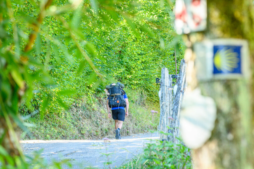 Randonneur sur le chemin de St Jacques de Compostelle