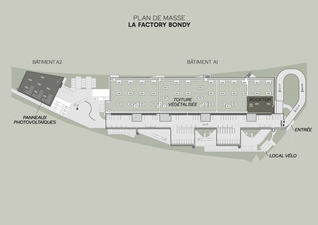 Plan masse simplifié d'un parc d'activités